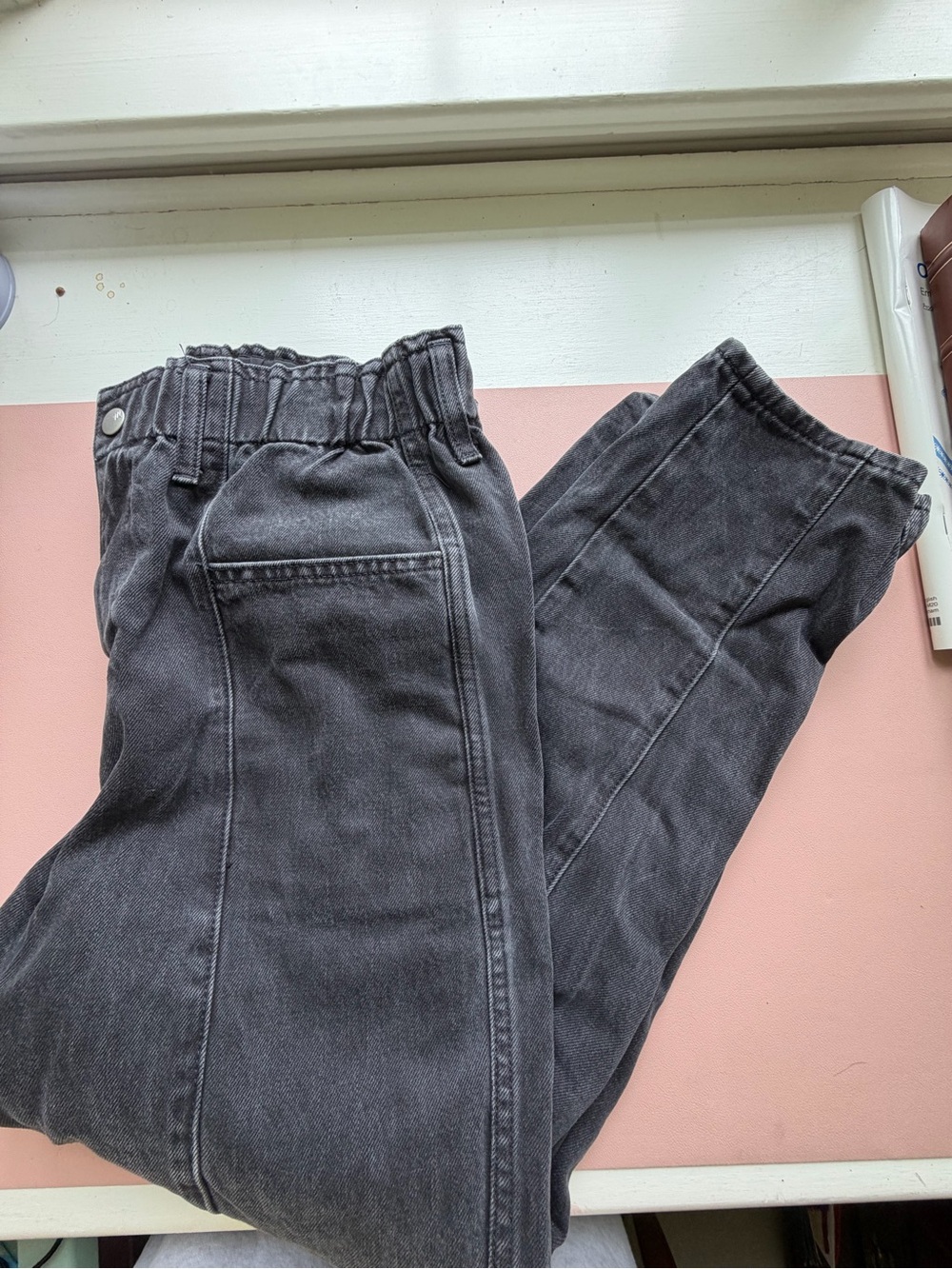 Madewell Black Washed Wide Leg Jeans